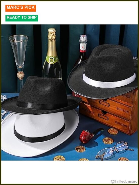 12 Pcs Felt Fedora Hats Gangster Costume Headwear Unisex Party Accessories main image 5